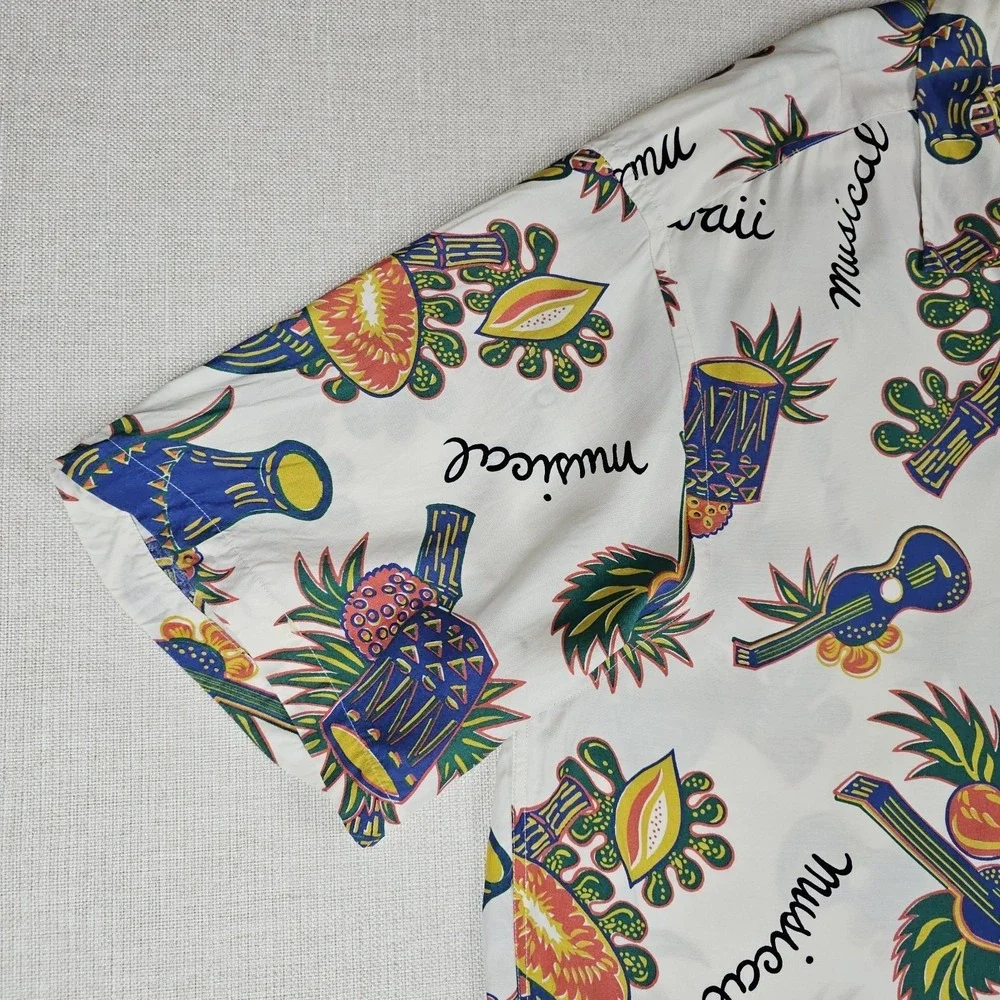 VTG Banana Republic Safari Travel Rayon Hawaii Camp Shirt Mens 2XL Aloha 80s